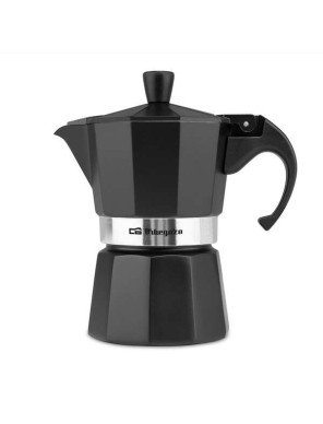 Imagen de la cafetera italiana Orbegozo KFN 310 con mango ergonómico.