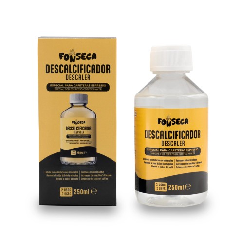 Descalcificador líquido para todo tipo de cafeteras. En caja de cartón.