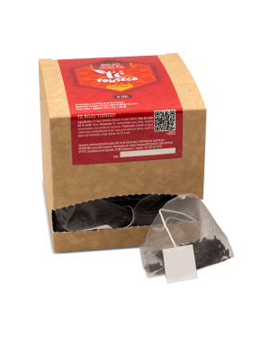 Té rojo 100% en caja de 25 bolsas transparentes de 2 gramos.