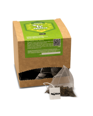 Té verde con menta en caja de 25 bolsas de 2 gramos.