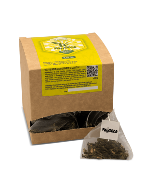 Té verde de jengibre y limón en caja de 25 unidades de 2 gramos.