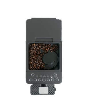 Detalle del molinillo integrado de la cafetera superautomática, café recién molido para un aroma intenso y crema perfecta.