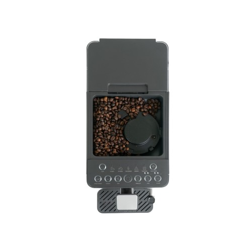 Detalle del molinillo integrado de la cafetera superautomática, café recién molido para un aroma intenso y crema perfecta.