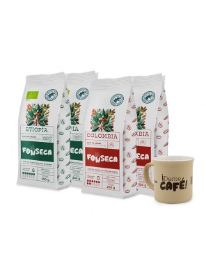 Pack Degustación Café en Grano (Colombia y Etiopía) + Taza