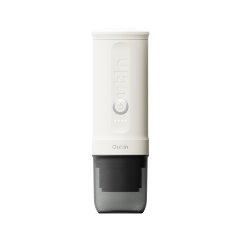 OutIn Nano blanca compatible con cápsulas y café molido. Prepara café en segundos.
