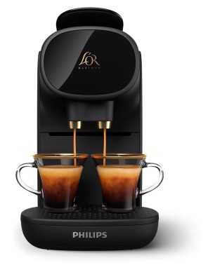 Cafetera L’OR Barista con capacidad para dos cafés a la vez. Crema al instante.
