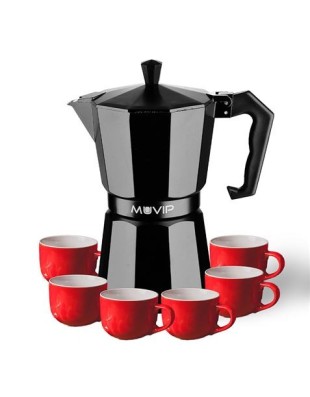 Cafetera Italiana MUVIP MV0601 | 6 Tazas, Fácil de Limpiar