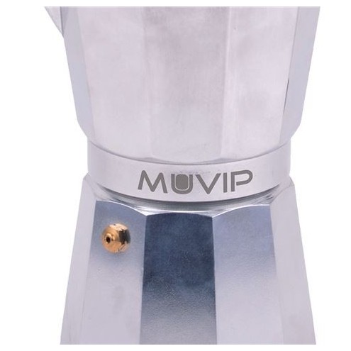 Válvula de seguridad y detalle del depósito inferior de la cafetera.