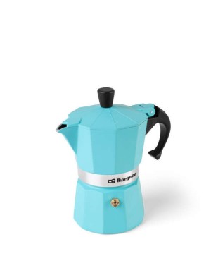 Cafetera italiana Orbegozo KFR 345 en color turquesa.