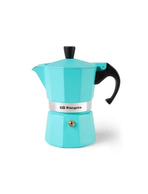 Cafetera italiana con capacidad para tres tazas de café.