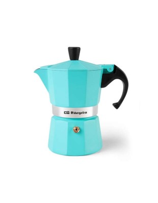 Cafetera italiana Orbegozo KFR 345 en color turquesa.