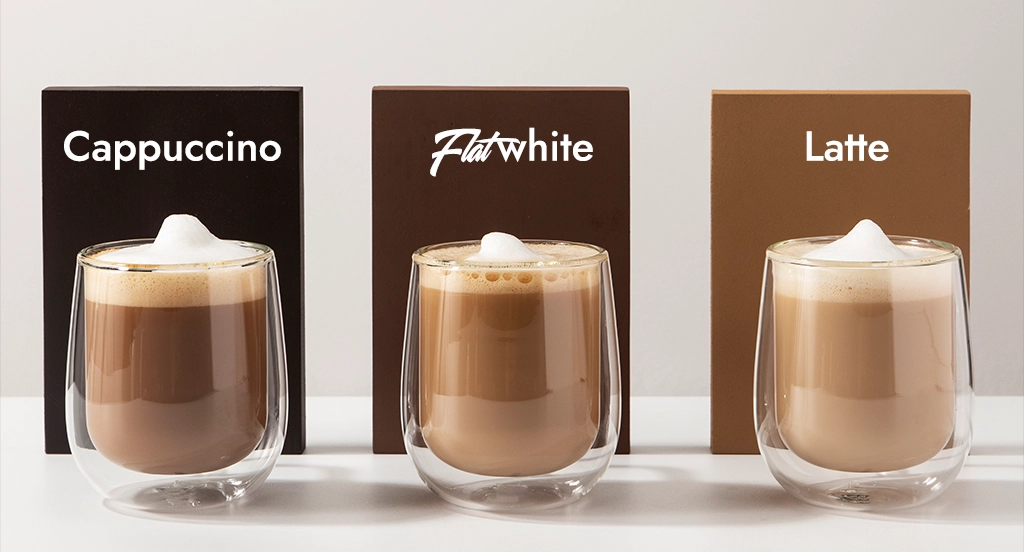 Diferencia del flat white con el cappuccino, latte y cortado.